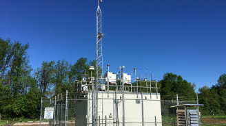 air monitoring station in blue sky