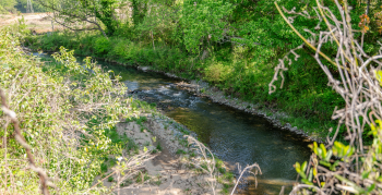 Side view of Stewart Creek after completion of phase 2 of the restoration project